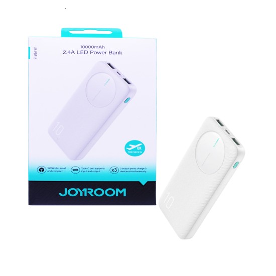 Joyroom Power Bank JR-PBF12 with 3 Ports Output USB+Type C 10000mAh 22.5W White Joyroom Power Bank JR-PBF12 with 3 Ports Output USB+Type C 10000mAh 22.5W White